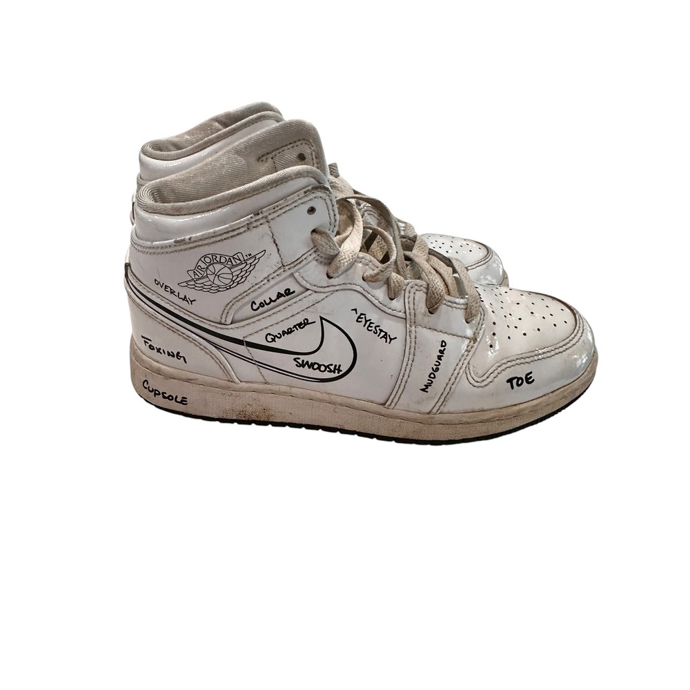 Nike Air Jordan 1 Mid SS GS Schematic White Black DQ1864-100 Kids Size 5Y